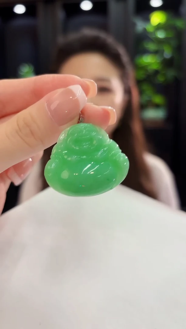 颈饰18K金镶嵌翡翠缅料A货/支持复检/一件