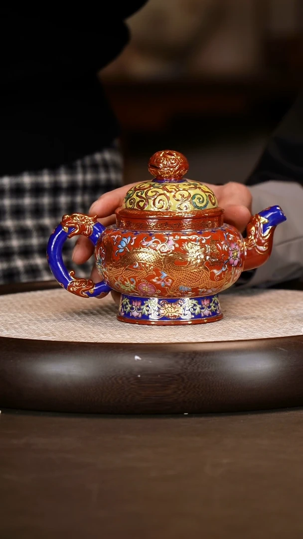 茶壶紫砂【鲍宜明】珐琅彩宫灯  350c