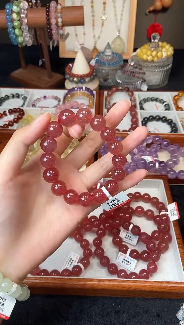 未镶嵌手链石英质玉13mm草莓晶