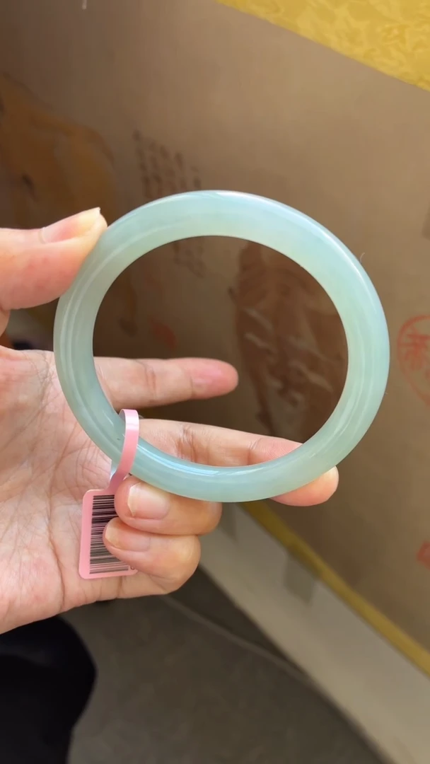 未镶嵌手镯翡翠（高货  一定要买）冰透胶蓝晴圆条16号