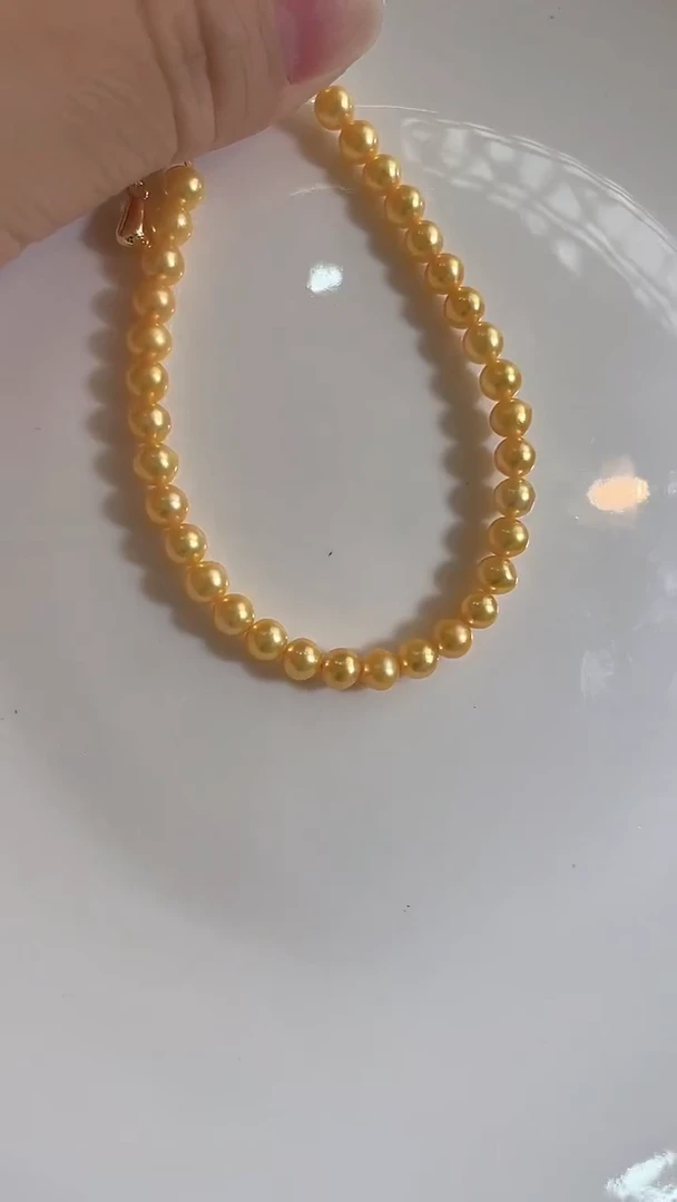 未镶嵌手链淡水珍珠4mm+黄色系小米手链