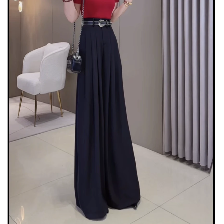 【橙子定制】时尚设计师款垂感显瘦百搭阔腿裤#99907