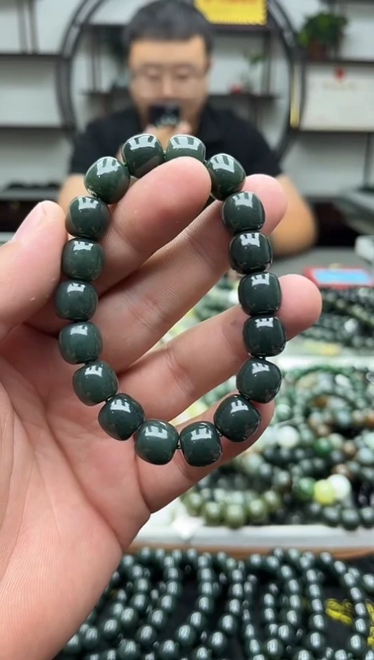 手串未镶嵌和田玉纯天然新疆且末瓷蓝12