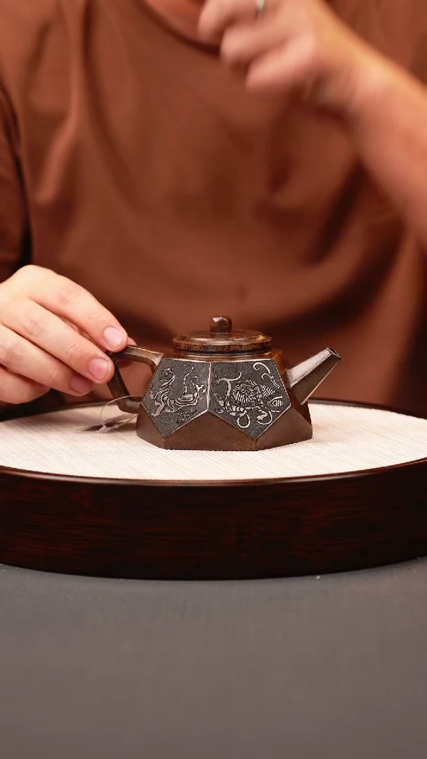 茶壶紫砂龙背青 柴烧 钻石 四大神兽