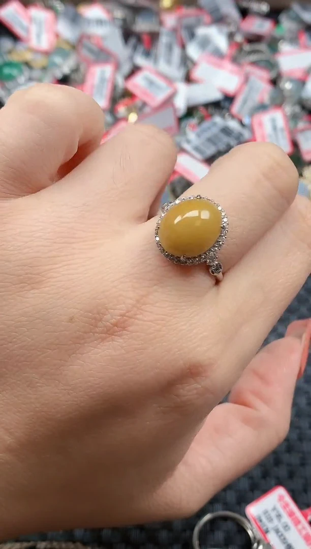 银S925镶嵌戒指翡翠天然A货缅甸翡翠