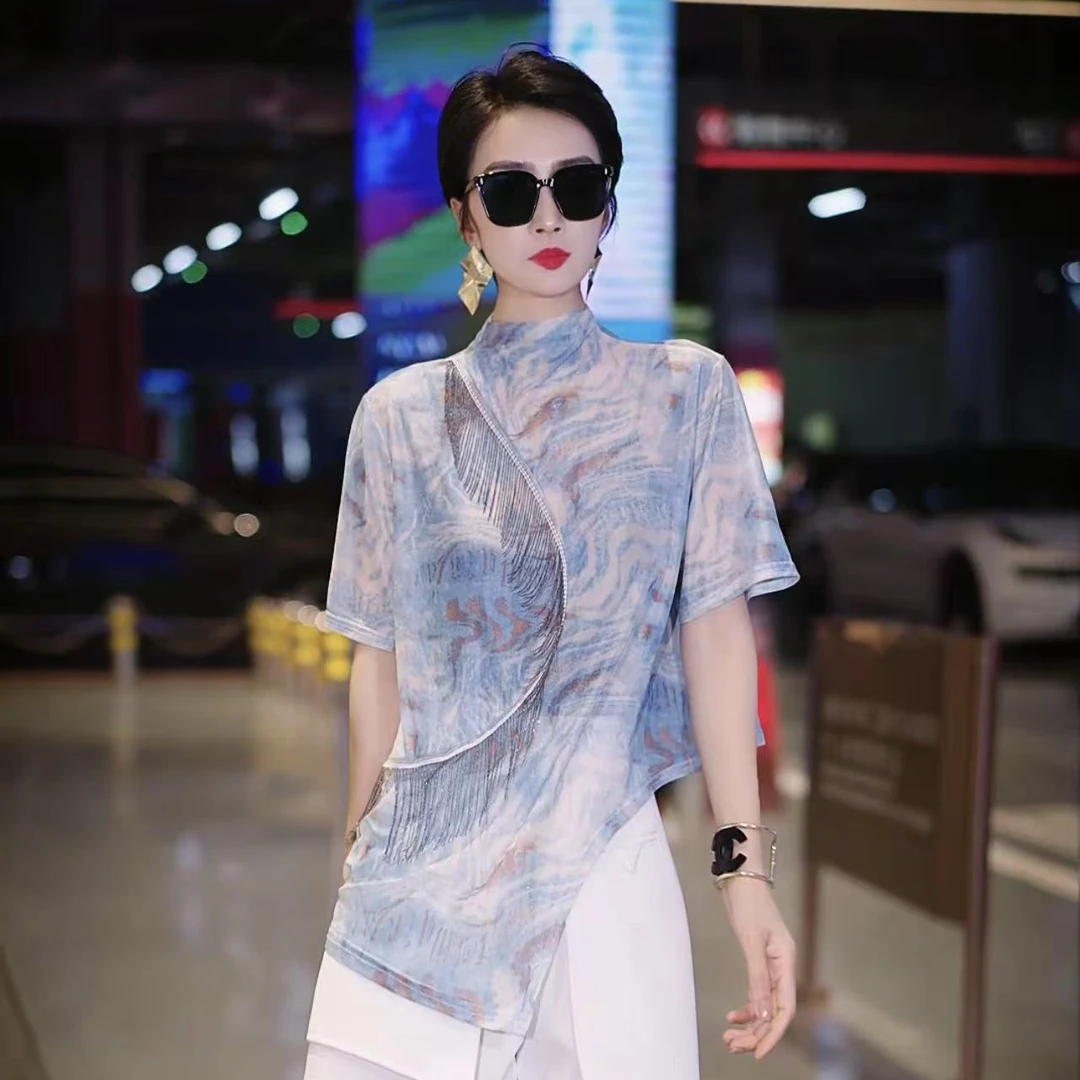 (文萱推荐）美式扎染撞色显瘦上衣