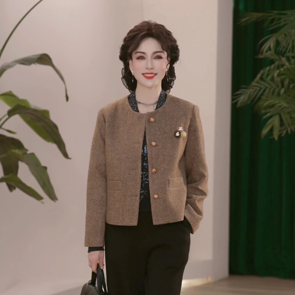 妈妈装秋装2025新款洋气上衣服气质中年女装休闲时尚百搭短外套