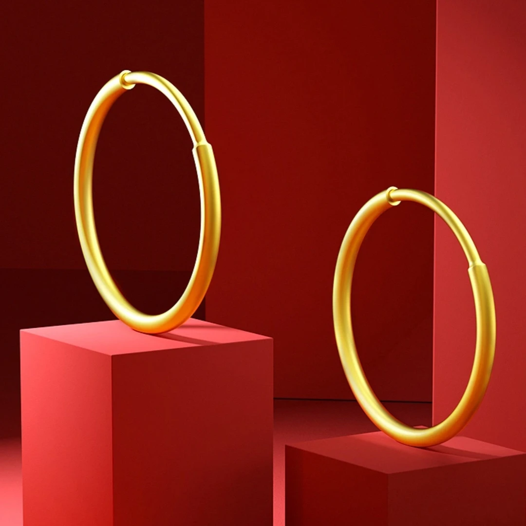 足金简约耳环气质时尚百搭