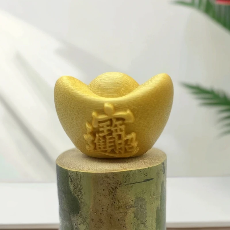 【陆陆玉竹文玩】实心竹精雕手把件 摆件 元宝
