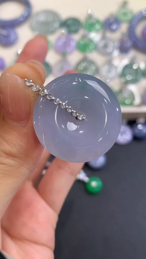 吊坠(不含链)18K金镶嵌翡翠a37  紫货有色差