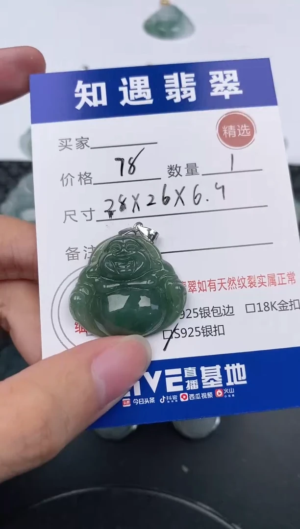 翡翠银S925镶嵌颈饰挂件
