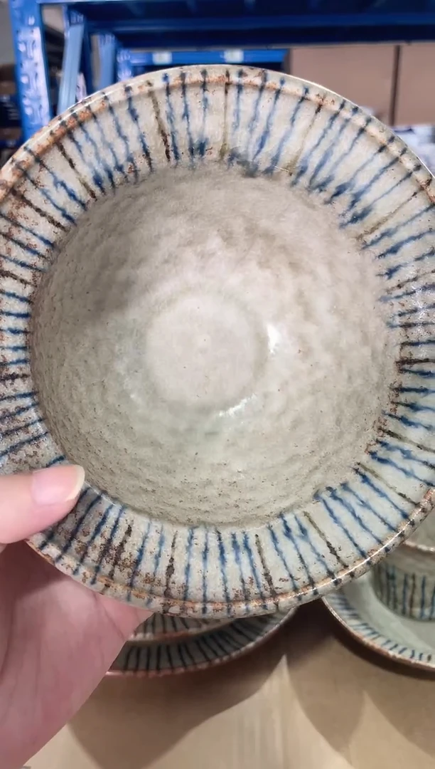 陶瓷松叶复古冰裂开片6.5英寸碗