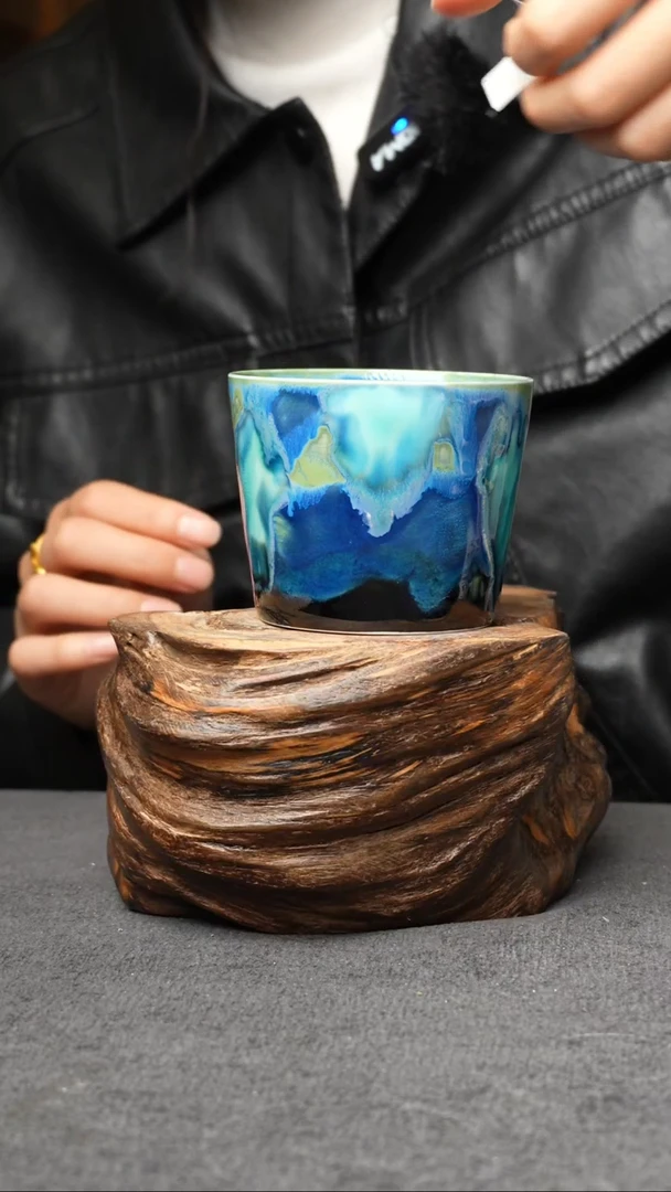 杯子218景德镇手创颜色釉杯（食品级）带冰裂纹