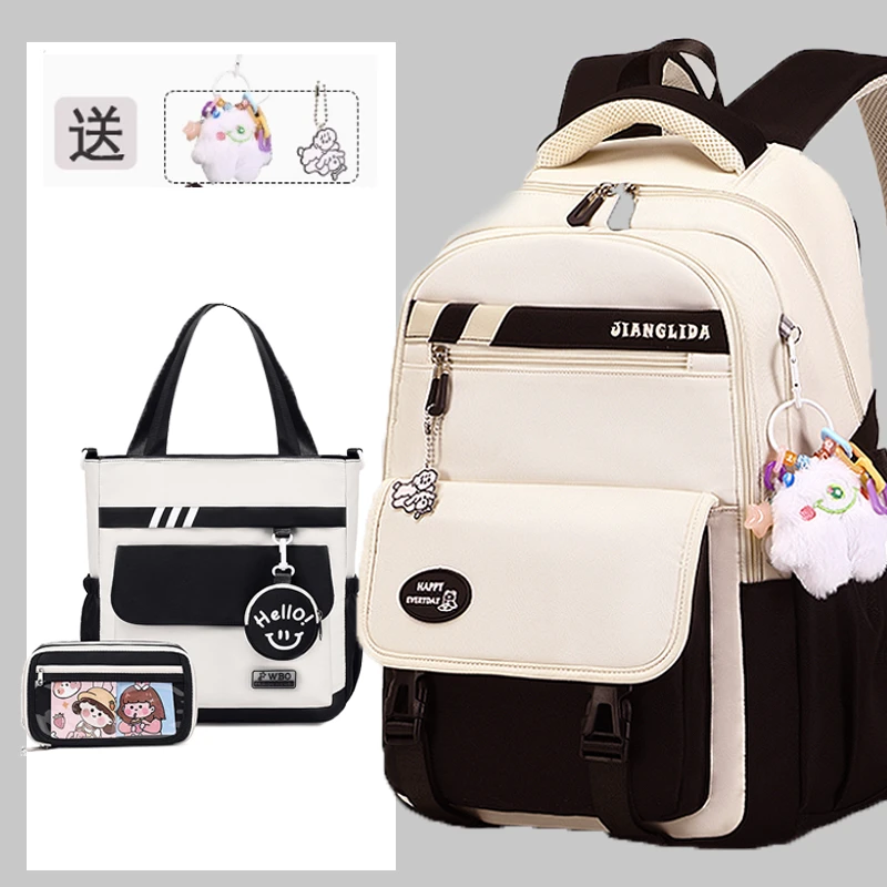 韩版轻便减压书包女初中学生大容量新款高中小学生3-6年级双肩包
