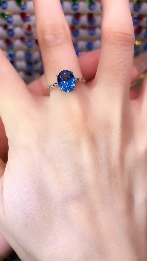 海蓝宝石戒圈银S925镶嵌.......