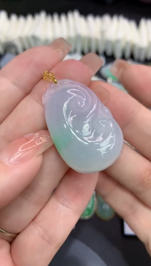 吊坠(不含链)18K金镶嵌翡翠1111111111111111