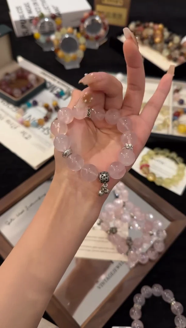 合金手链水晶粉水晶x2963