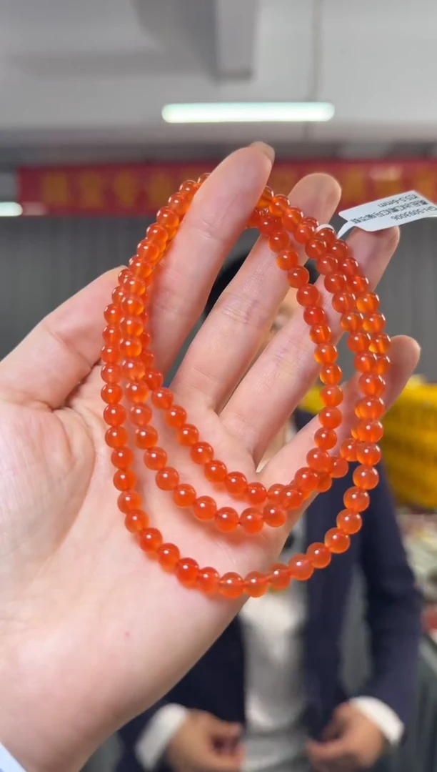 项链未镶嵌南红玛瑙高品冰红南红玛瑙项链约5.5-6mm