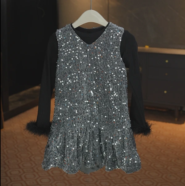 2025春季新款童装女童时髦亮片时髦休闲套装气质波点时尚百搭