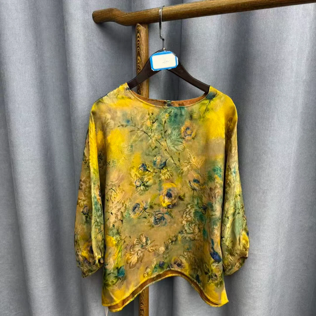 新款时尚休闲香云纱圆领上衣Z642