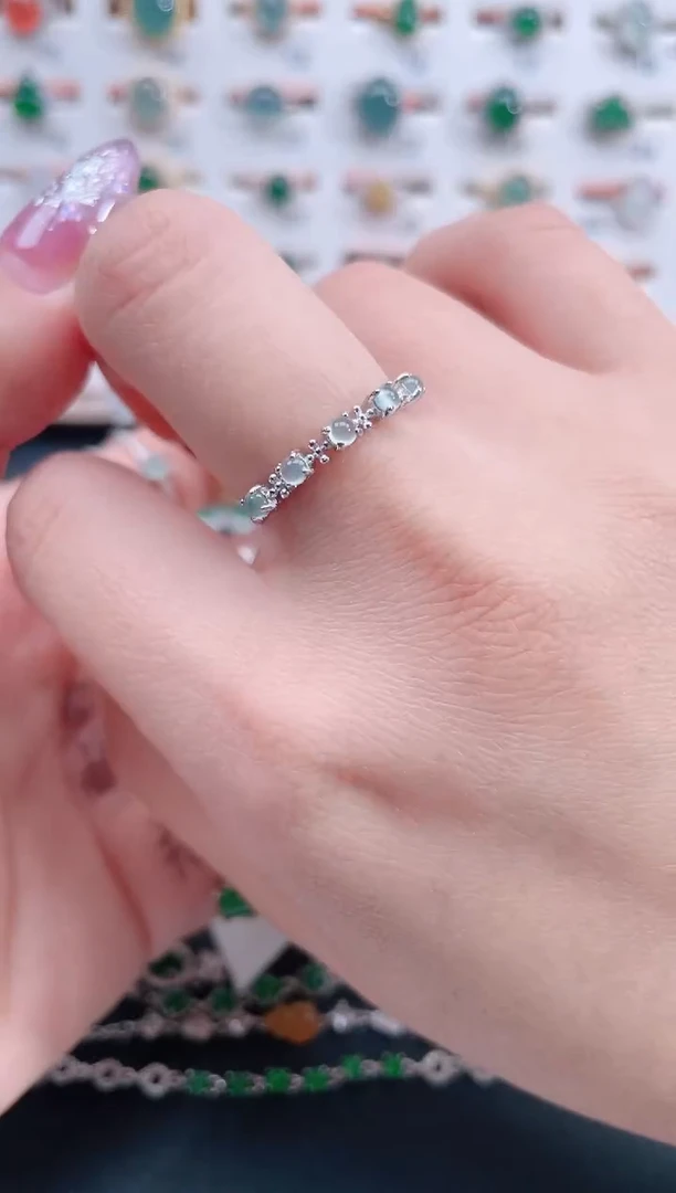 银S925镶嵌戒指翡翠天然翡翠