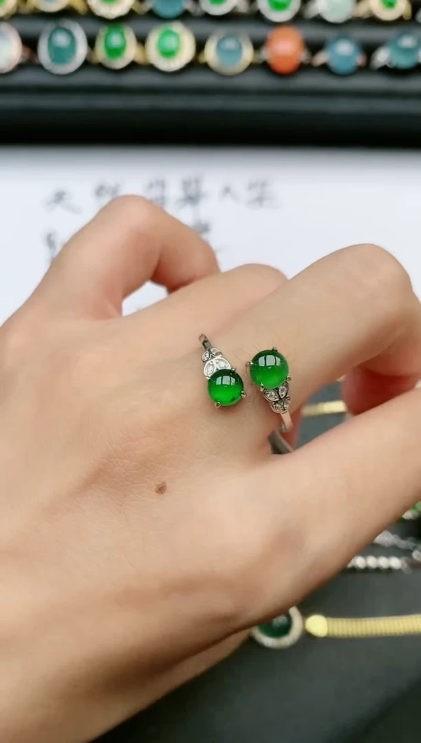 翡翠戒指银S925镶嵌1111