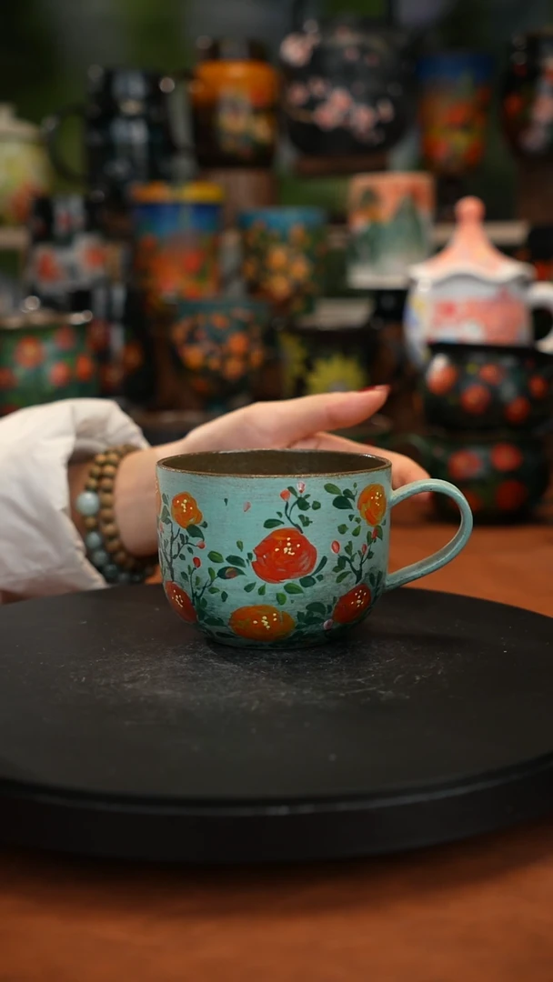 紫砂油画手绘釉下彩