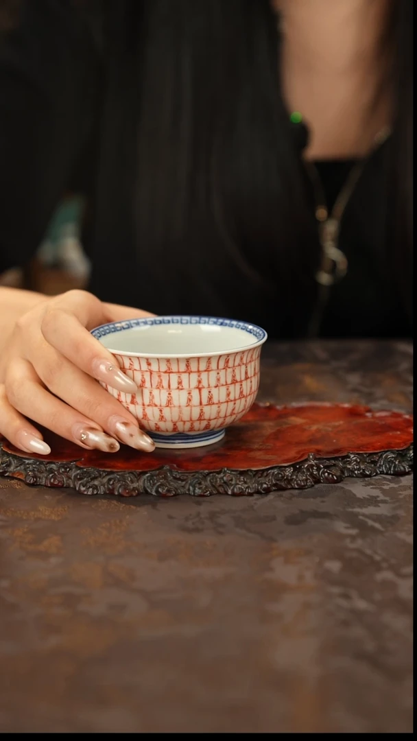 青花手绘千佛主人杯