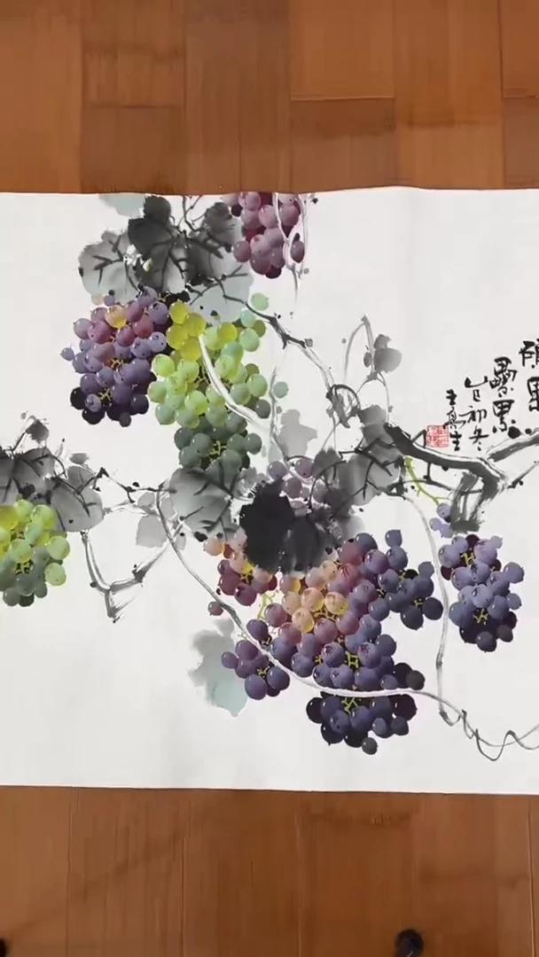 国画【福利，纯手工手绘】王高生葡萄68*68厘米