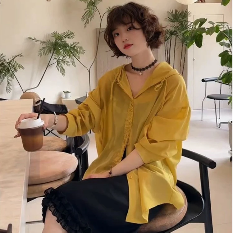 欧洲站2025年夏季新款正品女装宽松百搭长袖防晒衣薄外套连帽衬衫