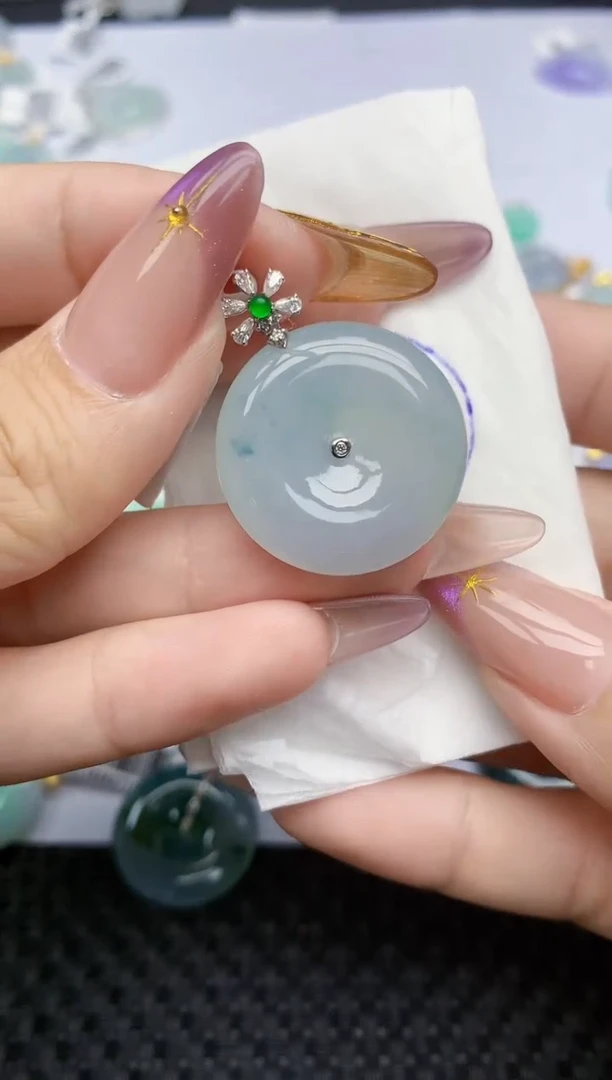 翡翠18K金镶嵌颈饰453   天然翡翠A货  百元以上9米证书费自理