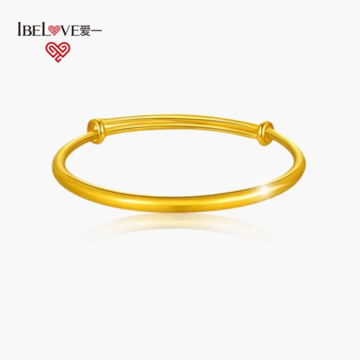爱一IBELOVE足金999古法推拉宝宝黄金手镯传承可调节简约经典