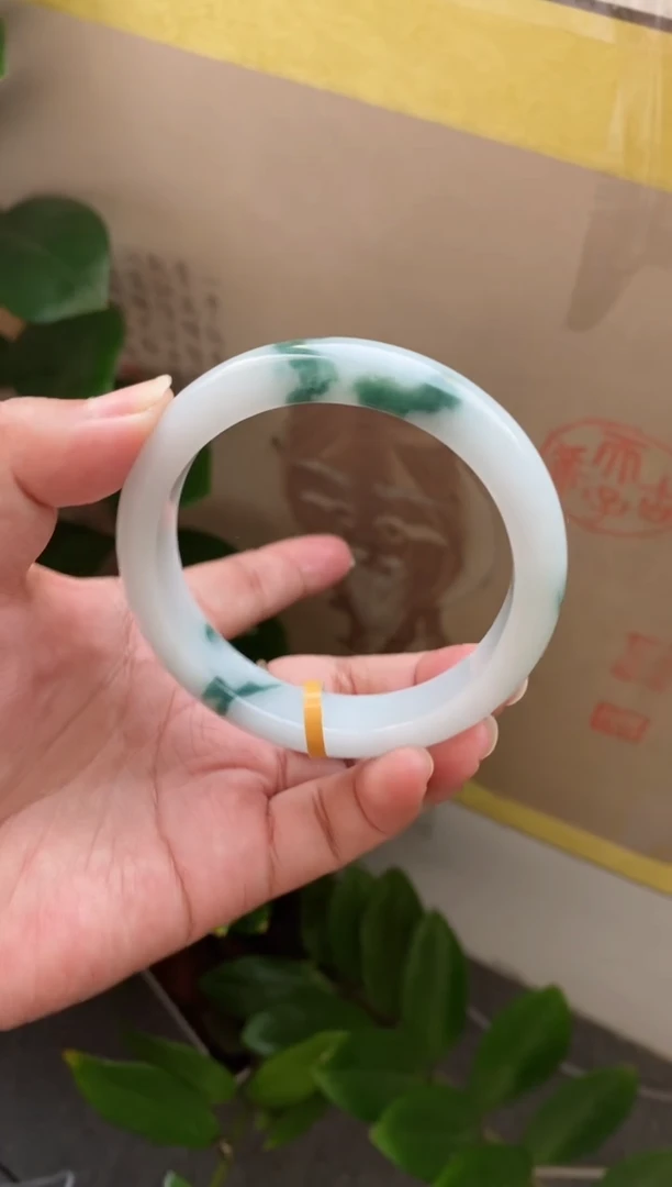 【闪购商品】翡翠手镯未镶嵌（必买）牛奶底飘花18号