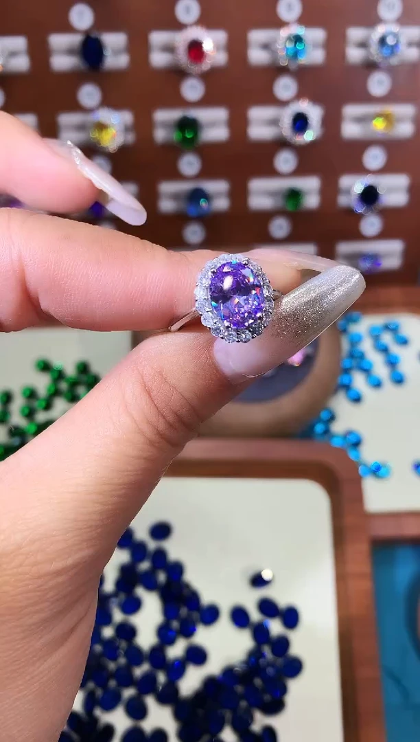 银S925镶嵌戒指碧玺810白