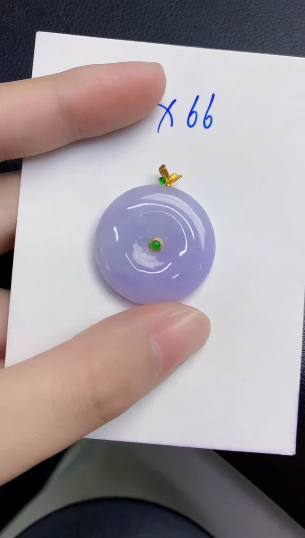 颈饰18K金镶嵌翡翠天然翡翠缅甸A货