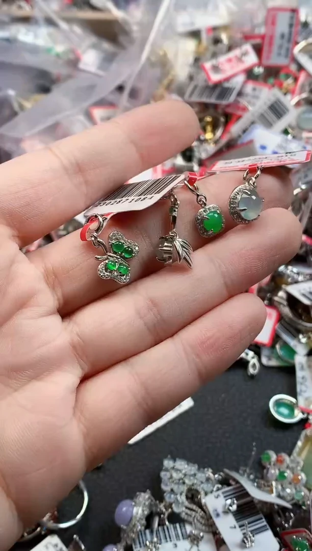 银S925镶嵌戒指翡翠天然A货缅甸翡翠