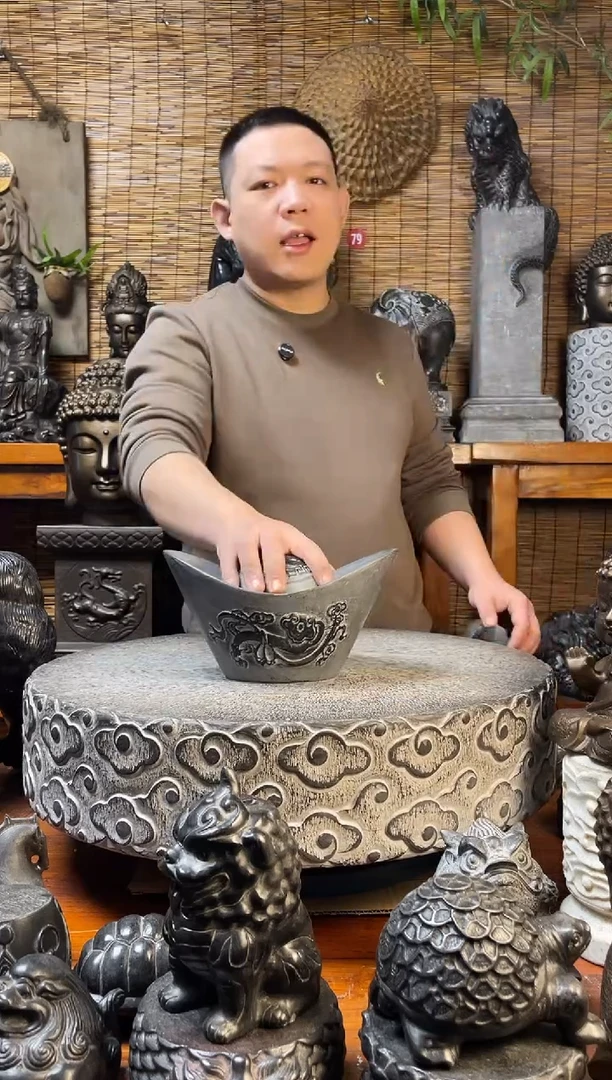 石材天然青石雕刻40元宝