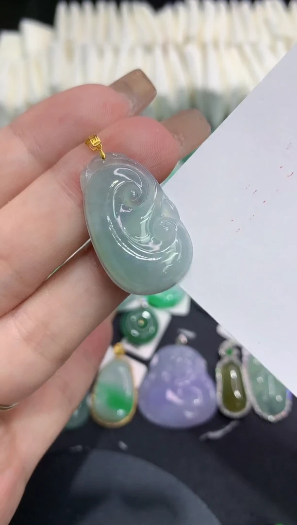 吊坠(不含链)18K金镶嵌翡翠111