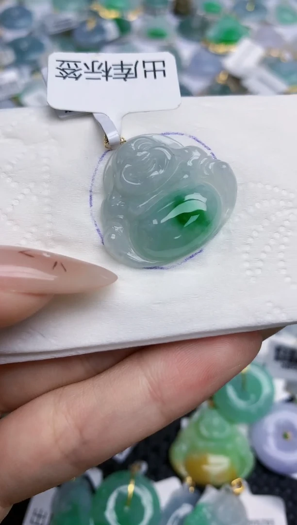 翡翠18K金镶嵌颈饰25   天然翡翠A货