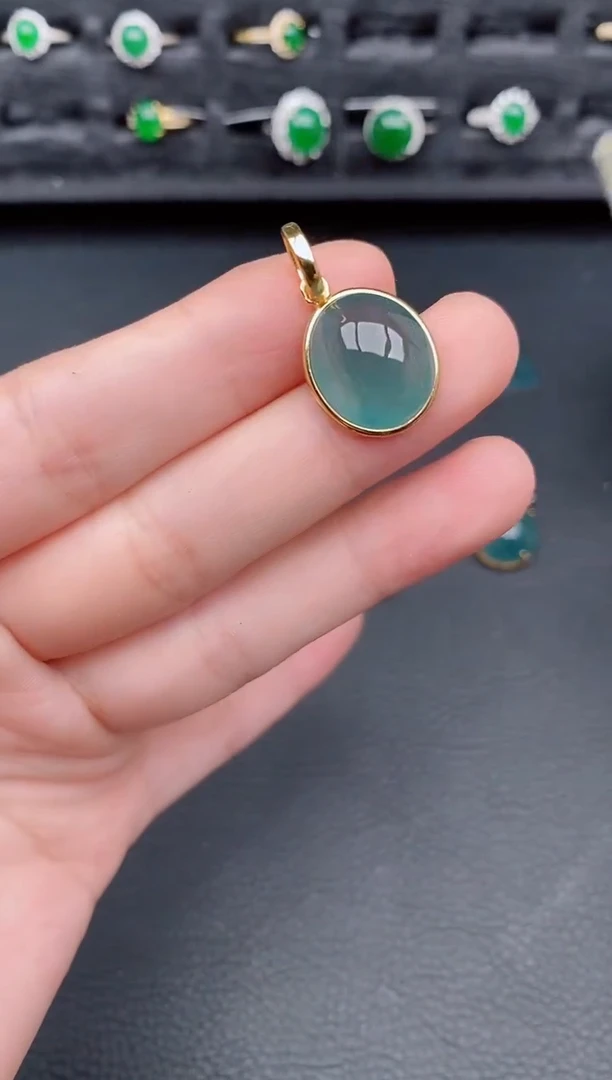 颈饰银S925镶嵌翡翠天然a货翡翠133