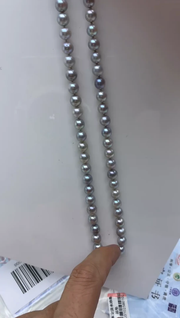 未镶嵌FF海水珍珠akoya灰珠串链