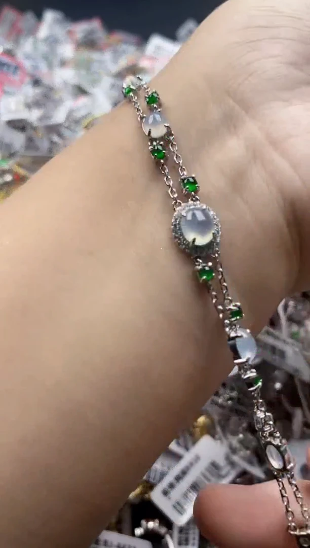 翡翠戒指银S925镶嵌5555    2