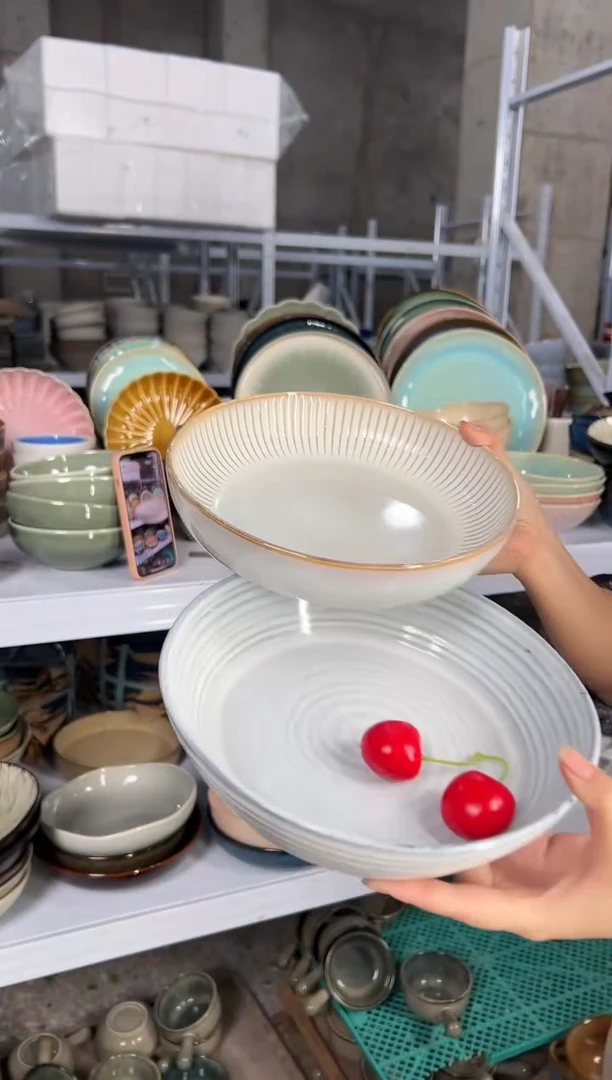 陶瓷外贸尾货瑕疵满20包邮X2深盘组合