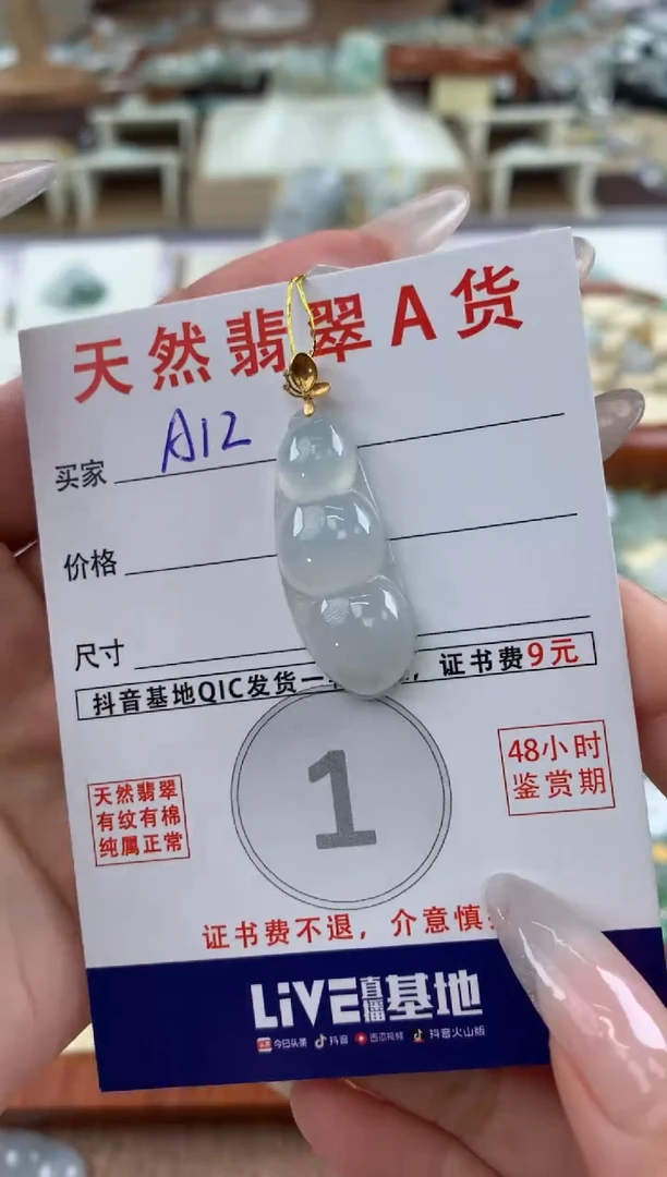 【闪购商品】翡翠颈饰18K金镶嵌天然A货翡翠挂件  