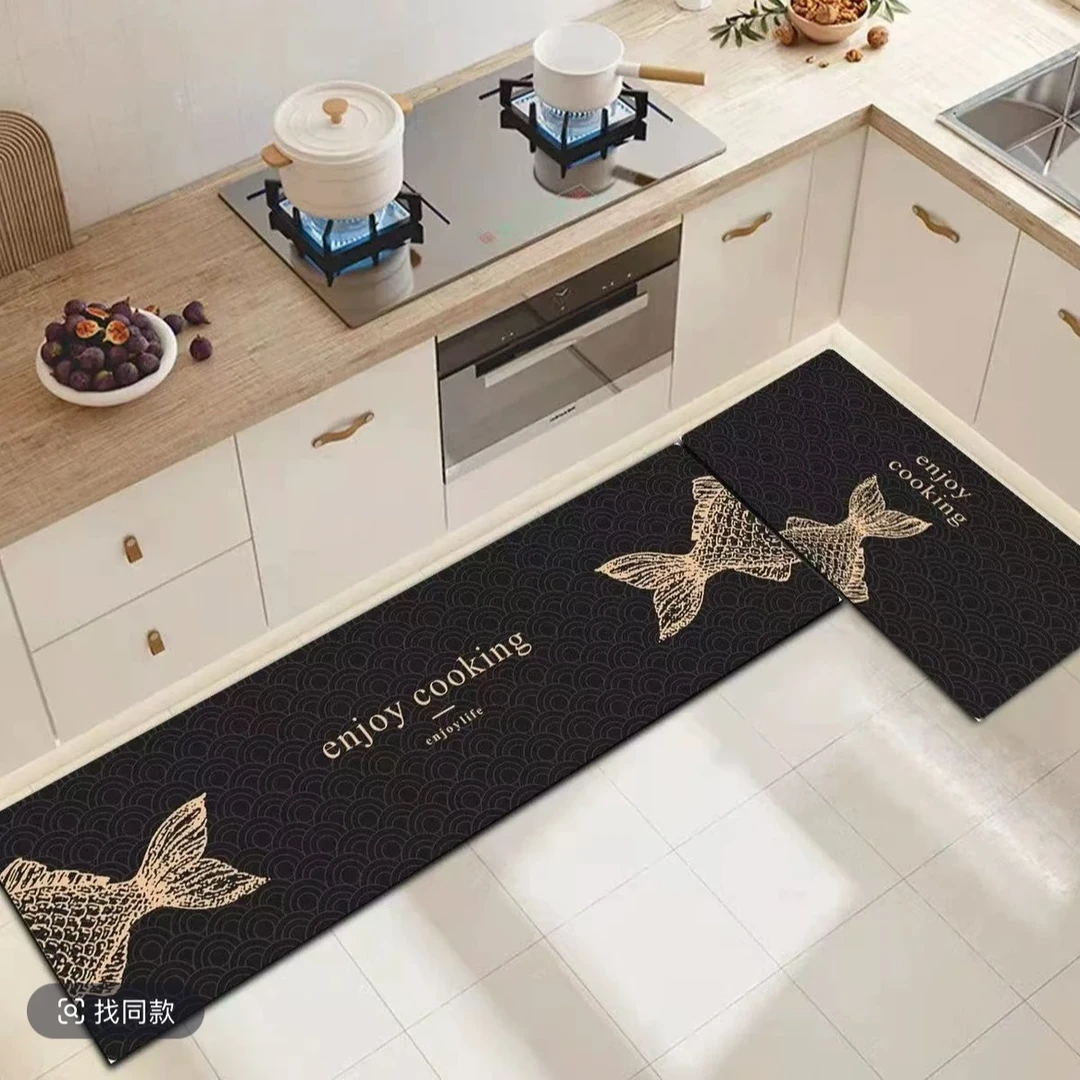 KX8289-8290【45X80+45×160cm】硅藻泥厨房地垫防滑防油免洗耐脏