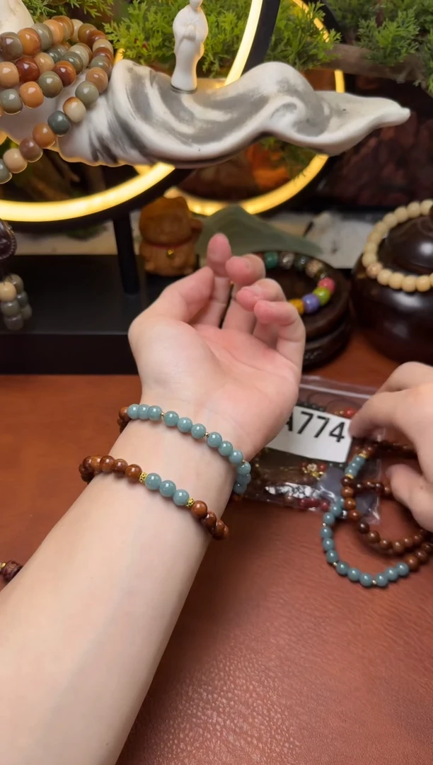 未镶嵌库克手串库克翡翠圆珠双圈