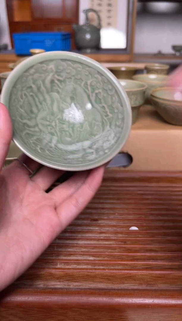 瓷器李少勇龙纹斗笠盏  微瑕