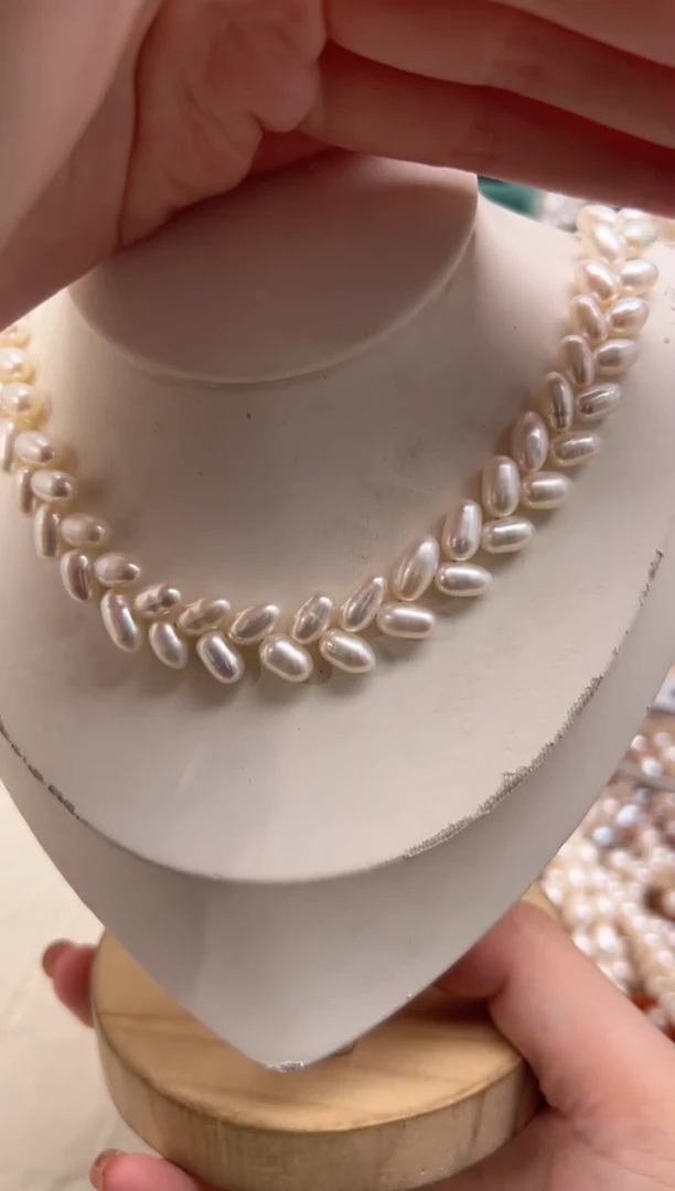 未镶嵌淡水珍珠3麦穗*强光珍珠项链（无核）