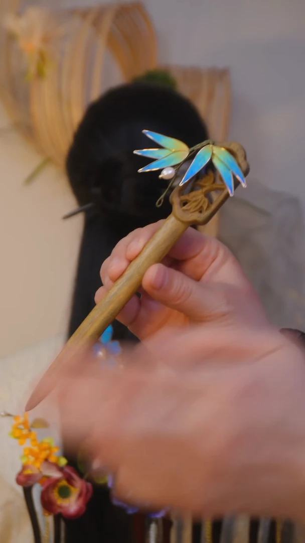 【闪购商品】木非遗桑蚕丝绒花发簪木簪东方美学清雅