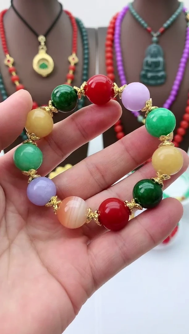 【闪购商品】翡翠手链14K金镶嵌S176手链